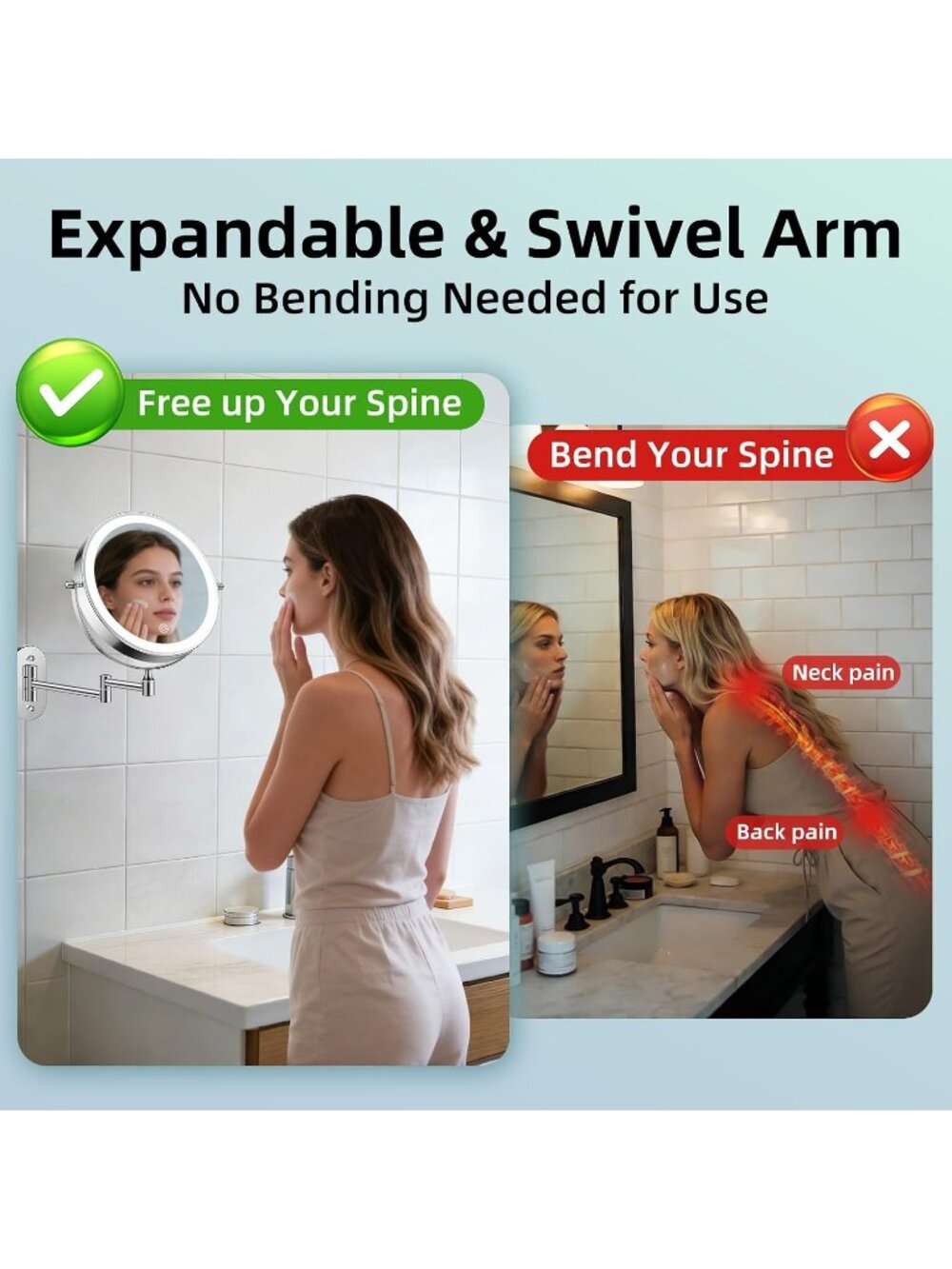 New 5000mAh Rechargeable Wall Mounted Lighted Makeup Mirror 1X30X - Picture 6 of 6